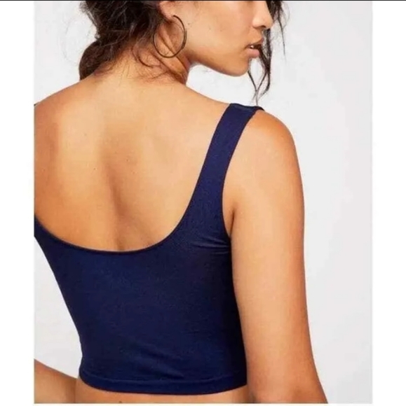 Free People- Scoop Neck Crop (Navy)-XS/S - Picture 3 of 6